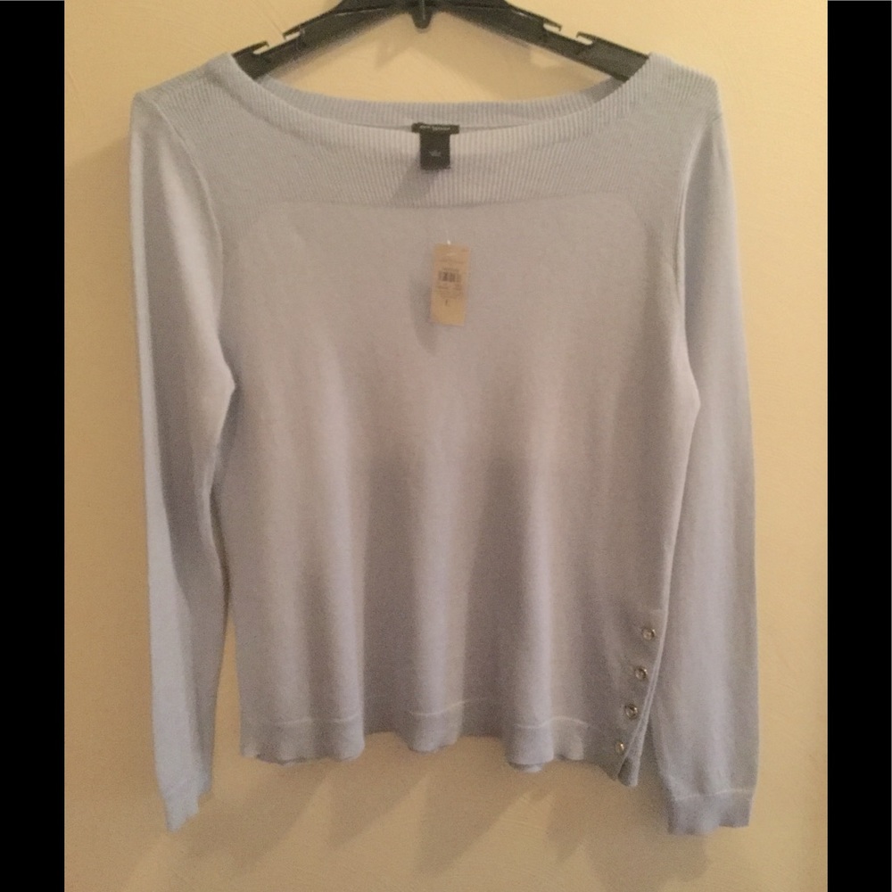 NWT ANN TAYLOR LIGHT BLUE SIDE BUTTON SWEATER LARGE